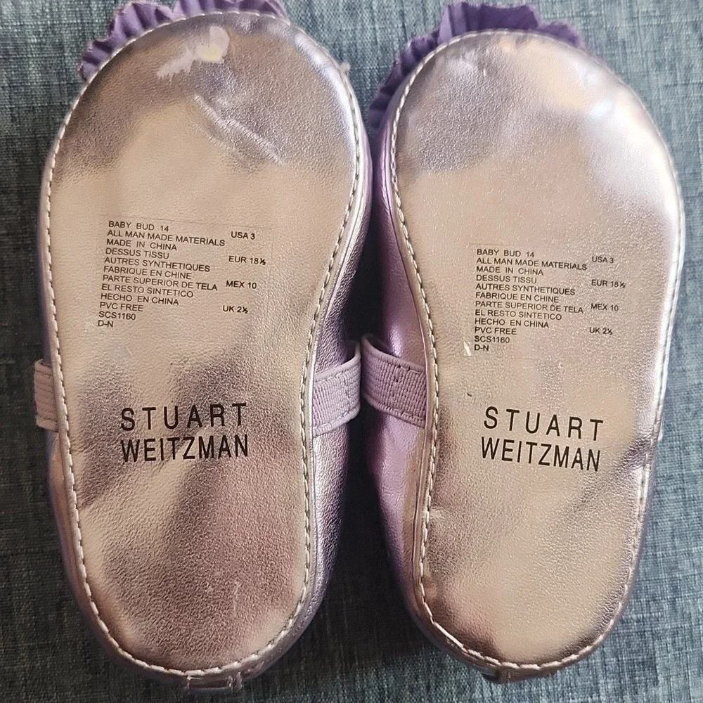 Stuart Weitzman Purple Baby Bud Flower Fancy Dress Shiny Baby Infant Shoe Size 3